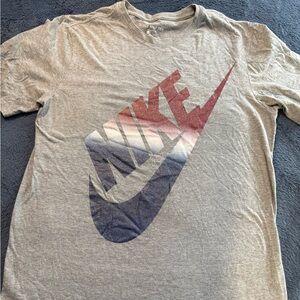 Nike Heather Gray Tee with Tricolor Logo